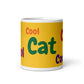 Yellow White Glossy Mug - Cool Cat