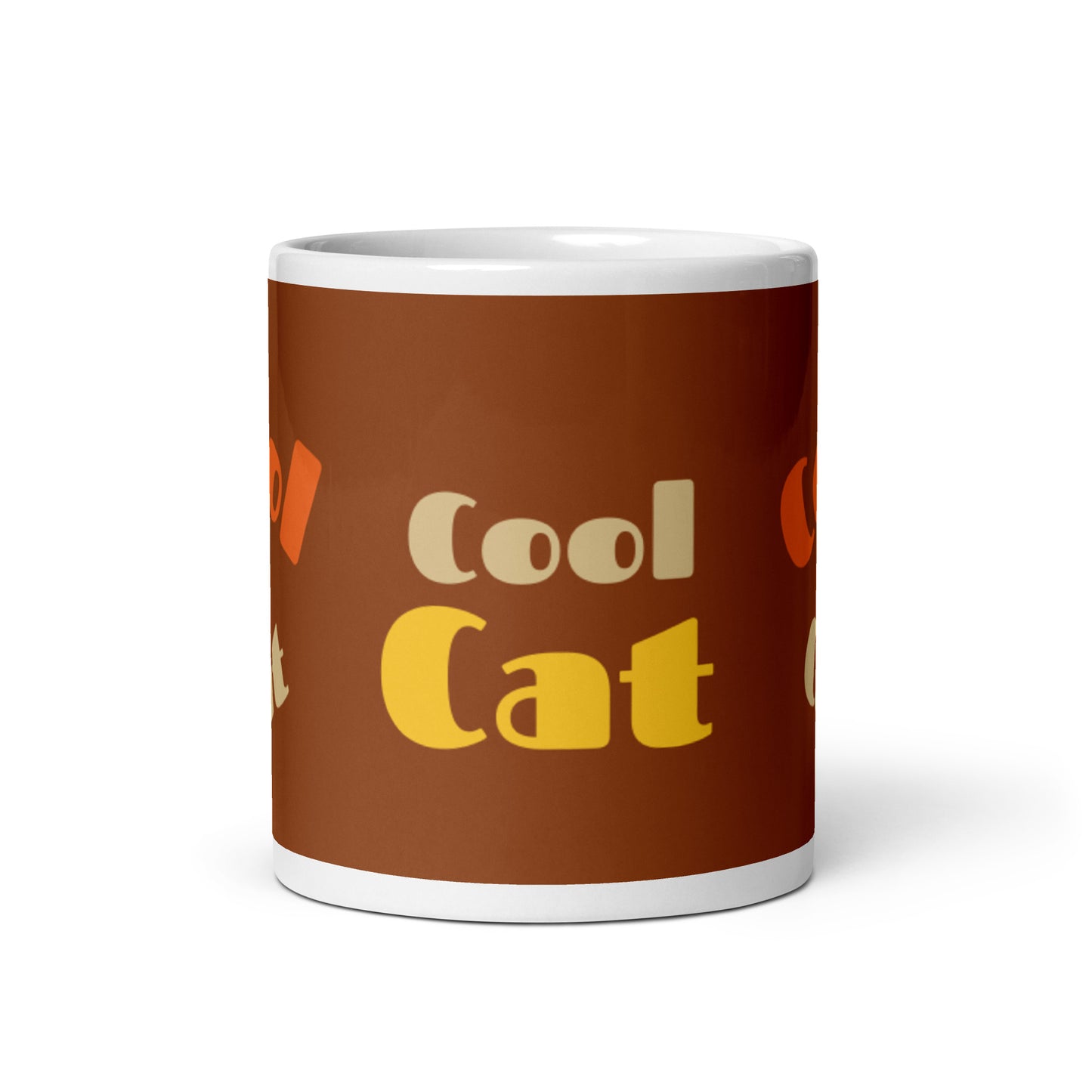 Bronze White Glossy Mug - Cool Cat