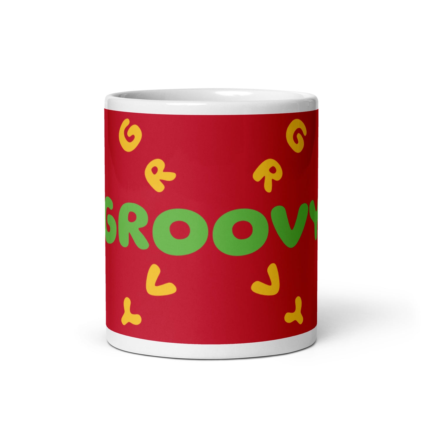 Maroon White Glossy Mug - Groovy