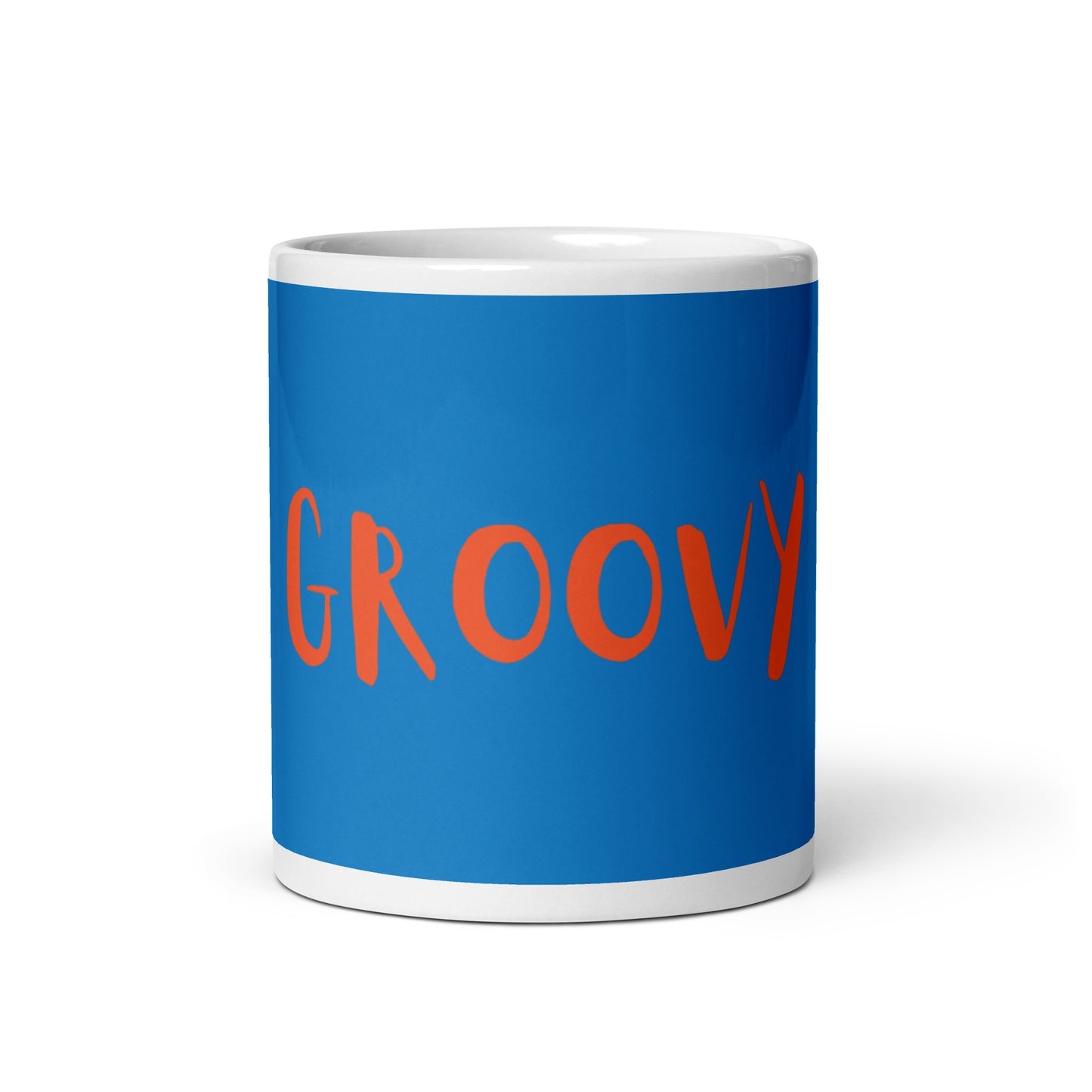 Navy White Glossy Mug - Groovy