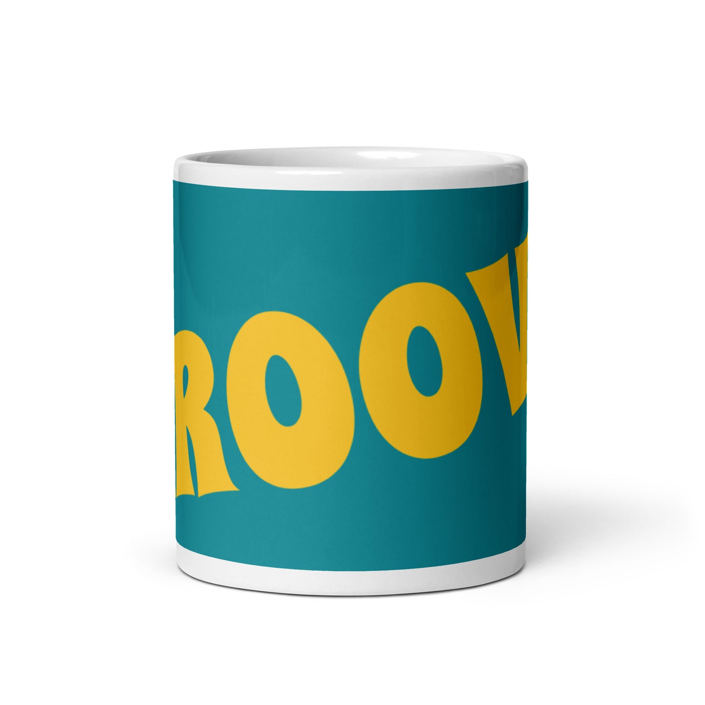 Teal White Glossy Mug - Groovy