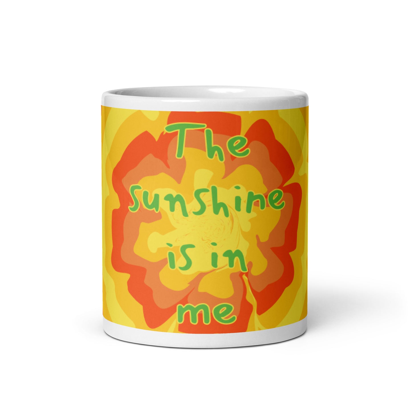 Mug brillant blanc Sunny Flower - Le soleil est en moi