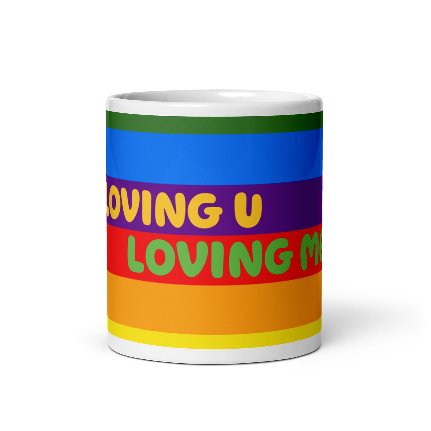 Rainbow White Glossy Mug - Loving U Loving me