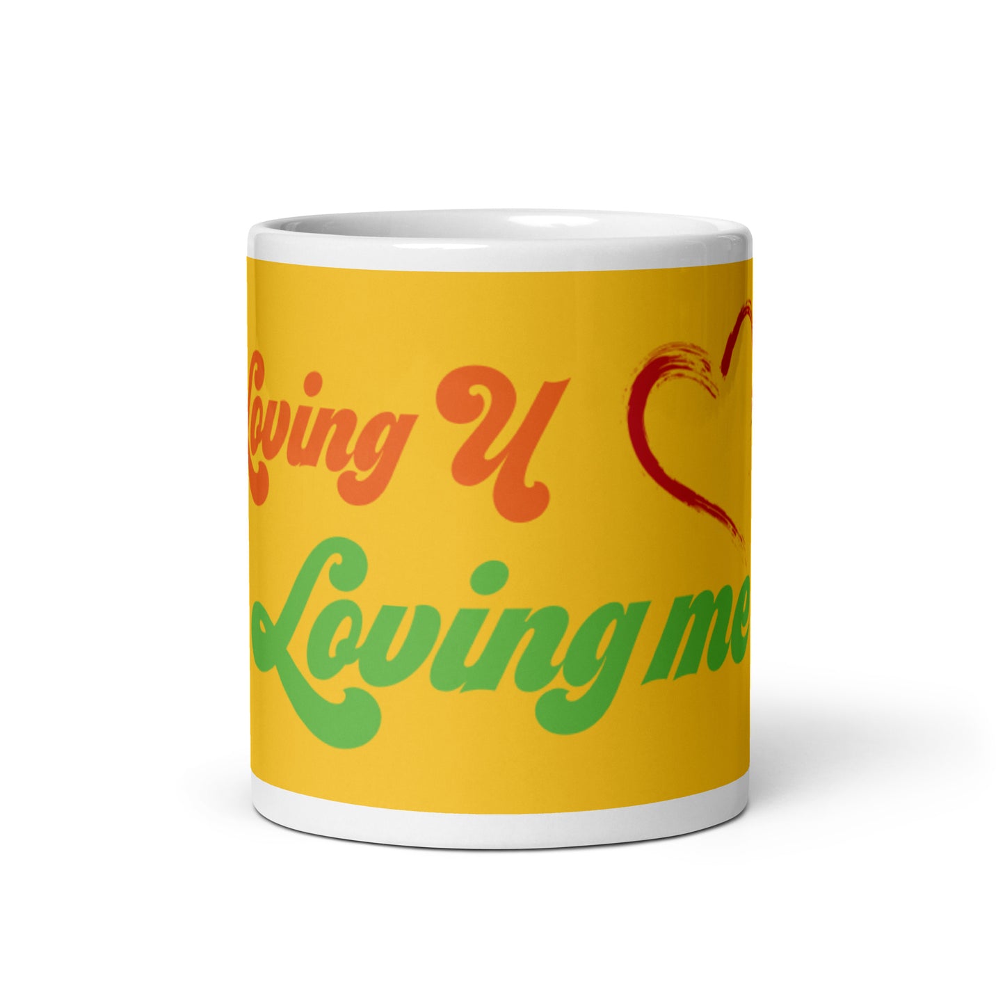 Yellow White Glossy Mug - Loving U Loving me