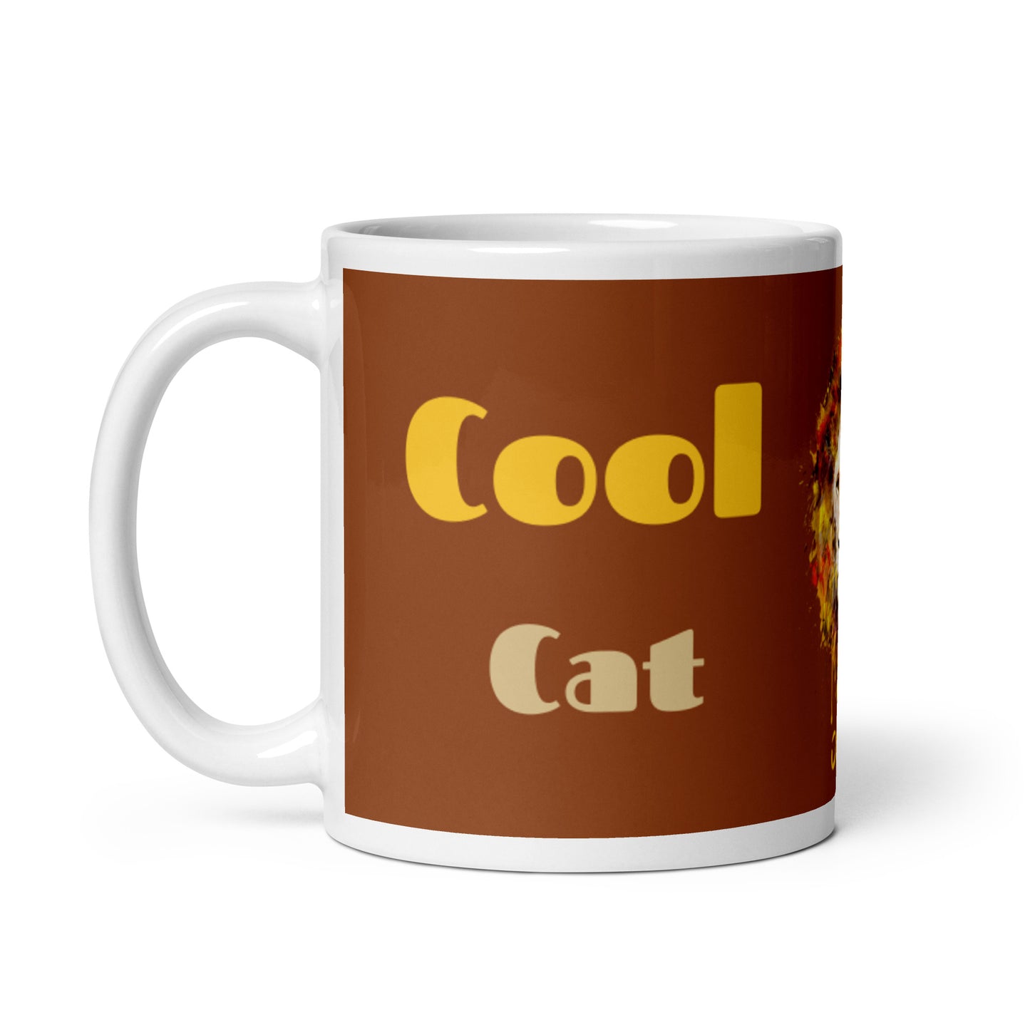 Bronze White Glossy Mug - Cool Cat