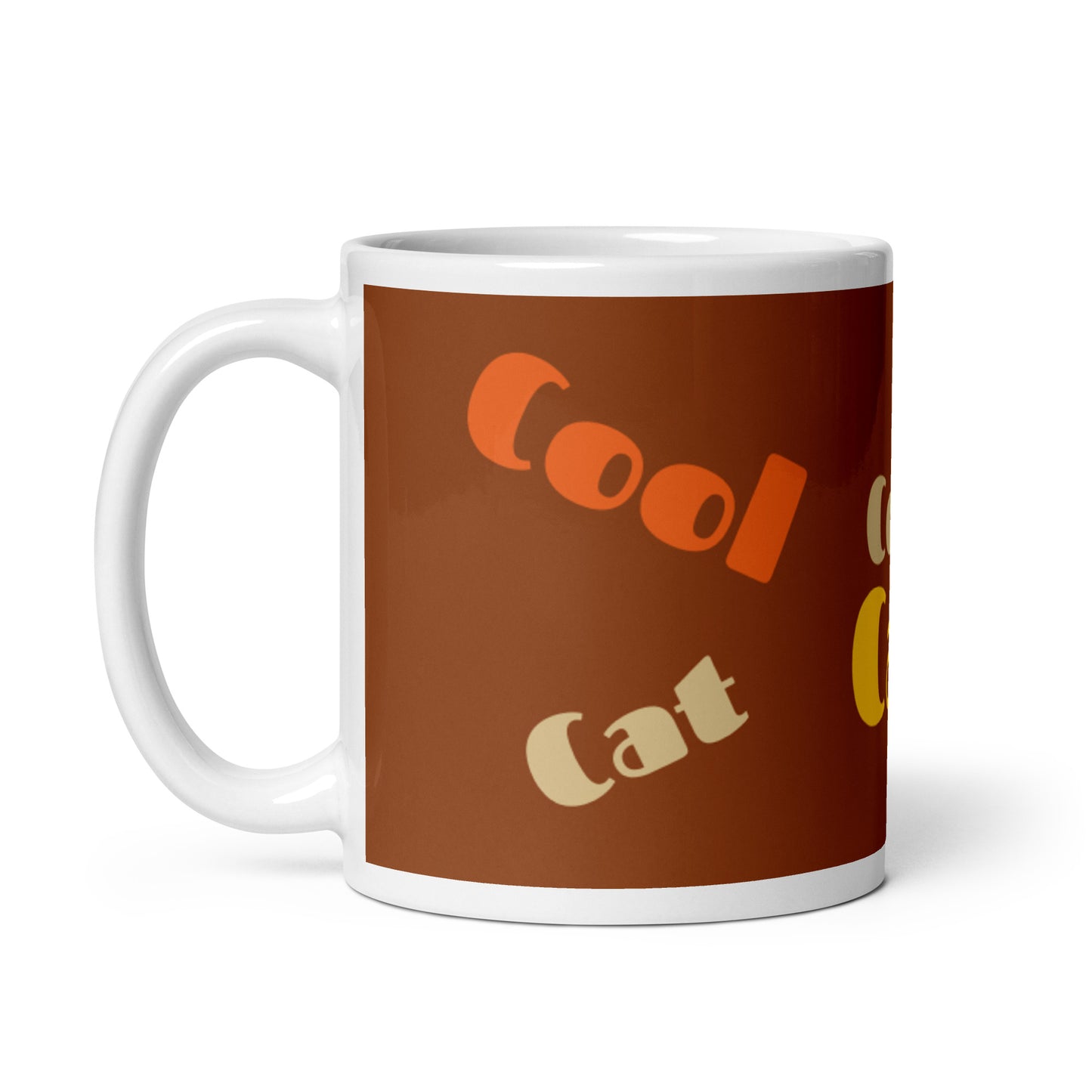 Bronze White Glossy Mug - Cool Cat