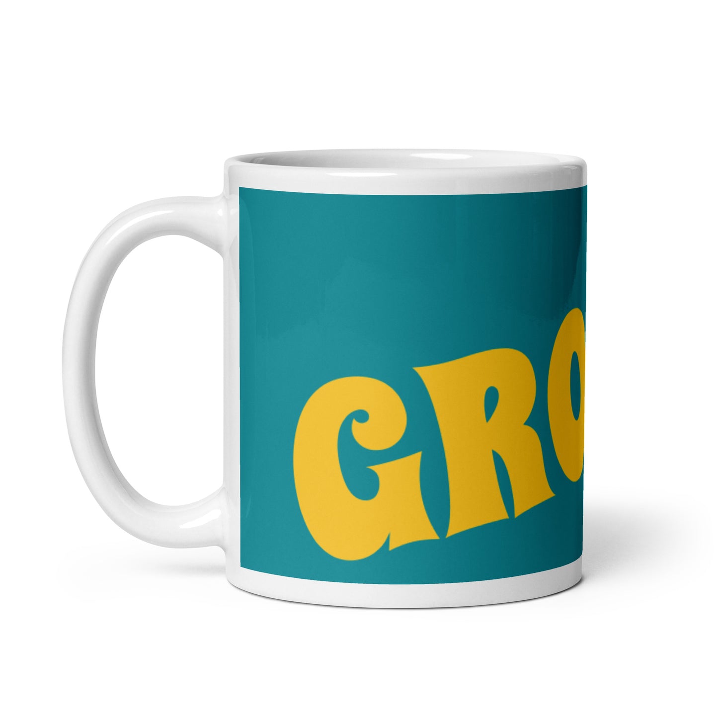 Teal White Glossy Mug - Groovy