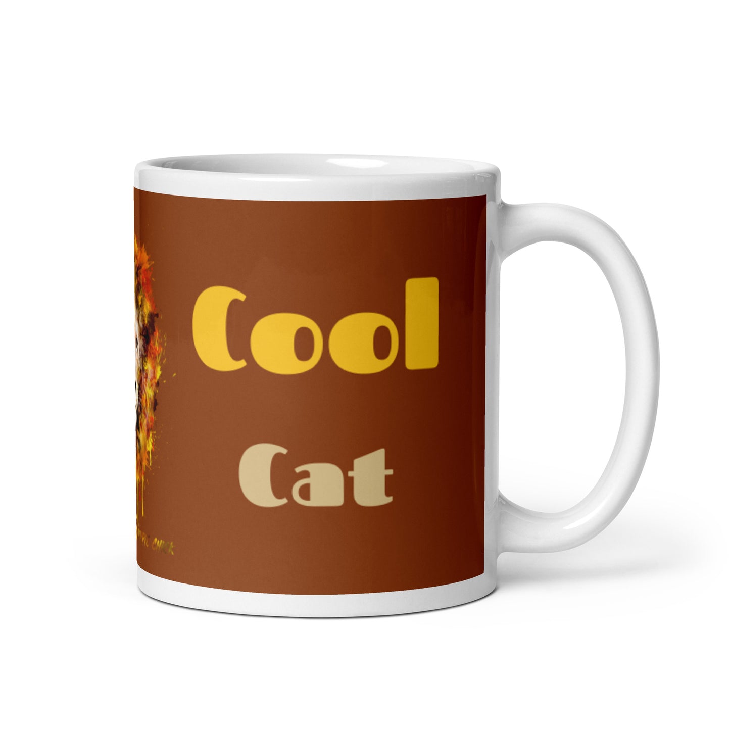 Bronze White Glossy Mug - Cool Cat