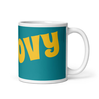 Teal White Glossy Mug - Groovy