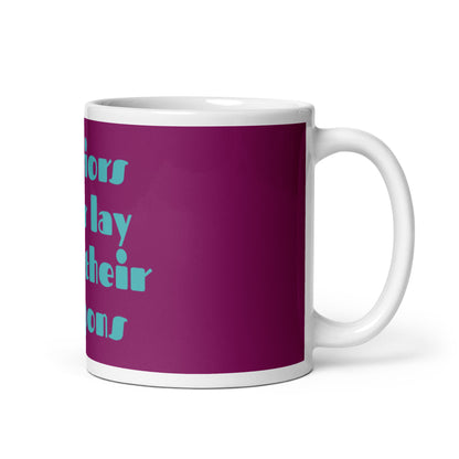Eggplant White Glossy Mug - Warriors never lay down their weapons