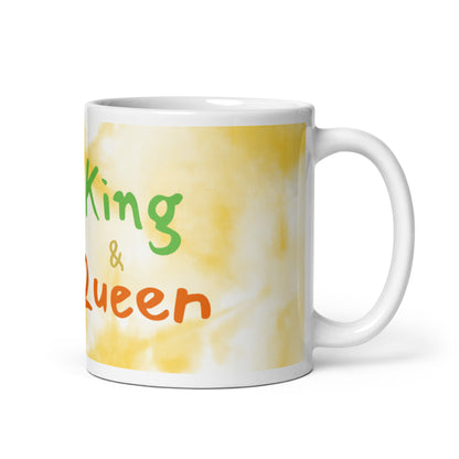 Gold Tie Dye White Glossy Mug - King & Queen