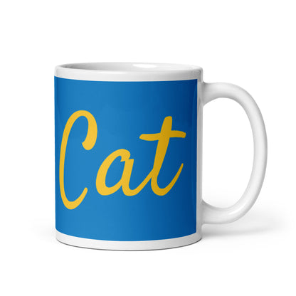 Blue White Glossy Mug - Cool Cat