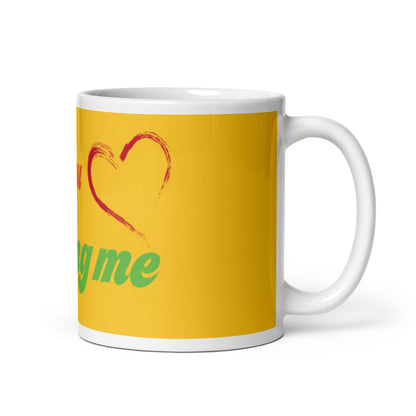 Mug Brillant Jaune Blanc - Loving you Loving me