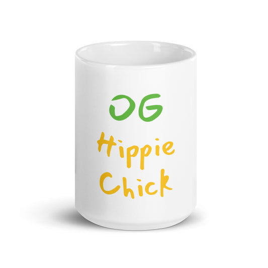White Glossy Mug - OG Hippie Chick