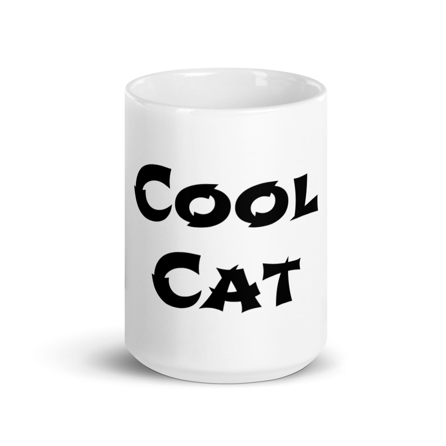 Mug Blanc Brillant - Cool Cat (Noir)