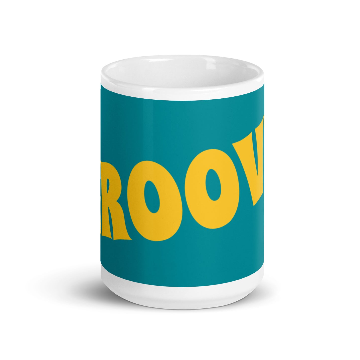 Teal White Glossy Mug - Groovy