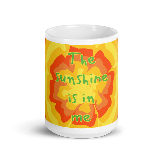Mug brillant blanc Sunny Flower - Le soleil est en moi