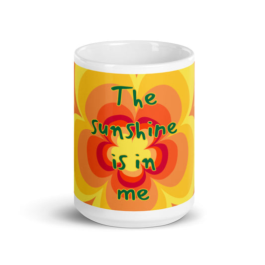 Mug brillant blanc Sunny Flower 2 - Le soleil est en moi