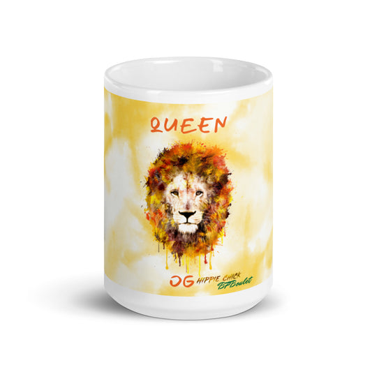 Gold Tie Dye White Glossy Mug - OG Queen