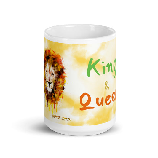 Gold Tie Dye White Glossy Mug - King & Queen