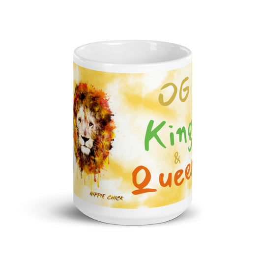 Gold Tie Dye White Glossy Mug - OG King & Queen