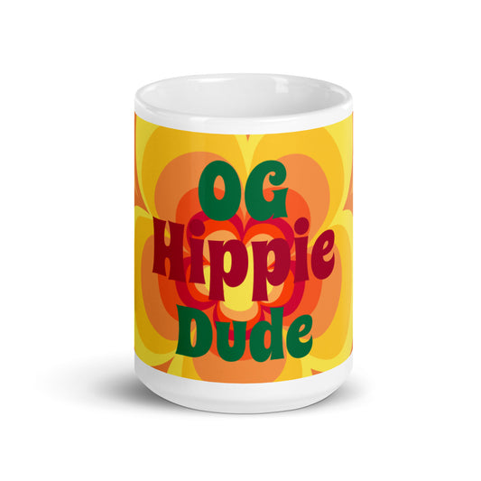 Tasse brillante blanche Sunny Flower 2 - OG Hippie Dude