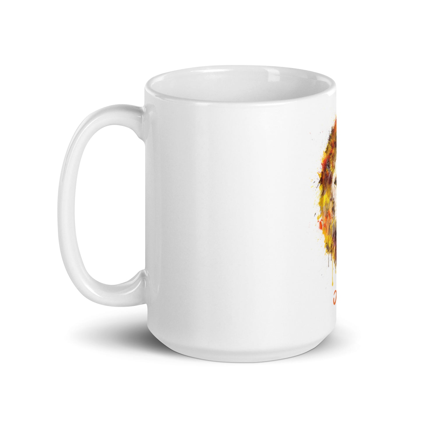 White Glossy Mug - OG Hippie Chick (Orange)