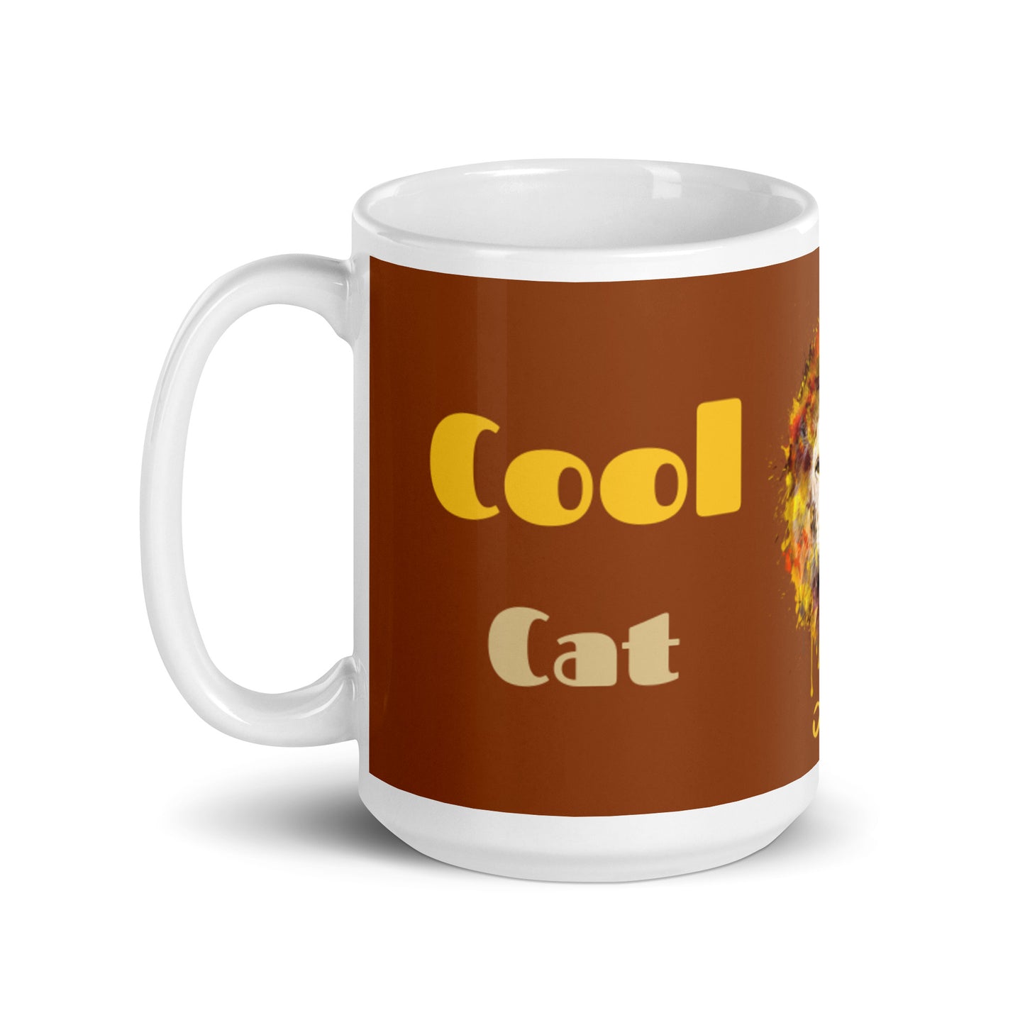 Bronze White Glossy Mug - Cool Cat