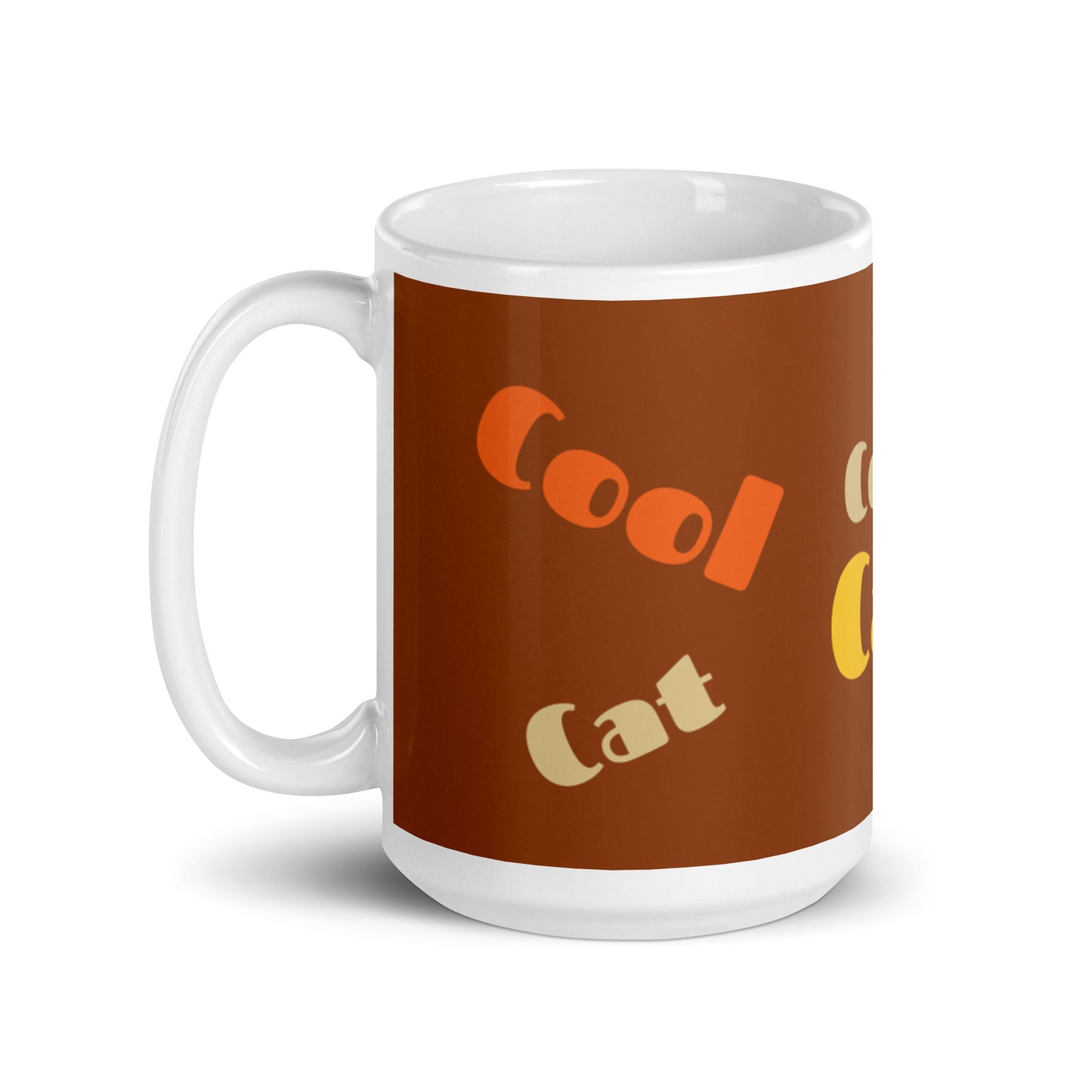 Bronze White Glossy Mug - Cool Cat