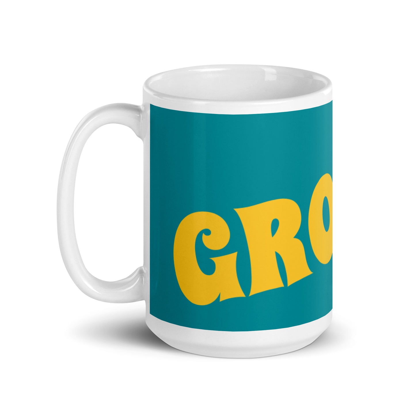 Teal White Glossy Mug - Groovy