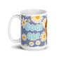Blue Daisies White Glossy Mug - Cool Cat