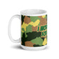 Army Camo White Glossy Mug - I work hard for me now!