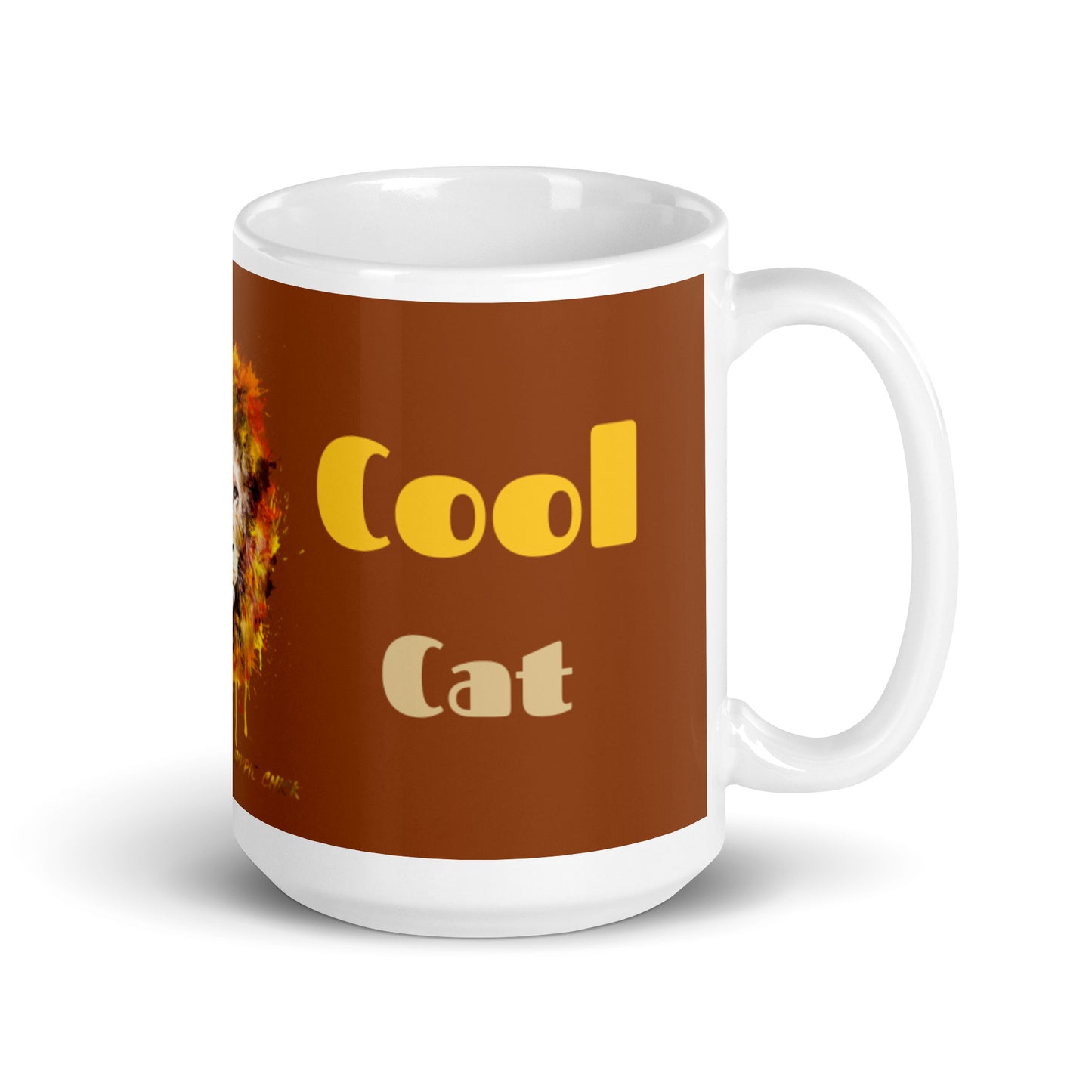 Bronze White Glossy Mug - Cool Cat