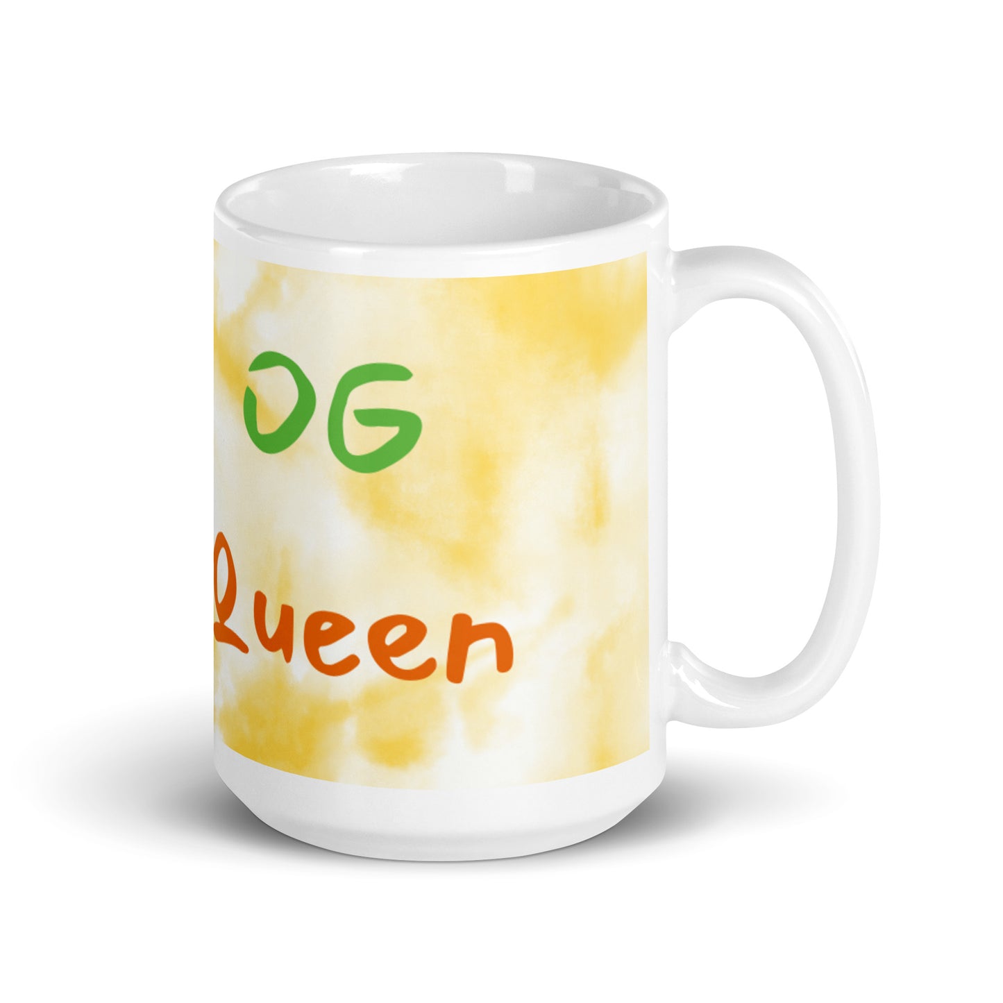 Gold Tie Dye White Glossy Mug - OG Queen