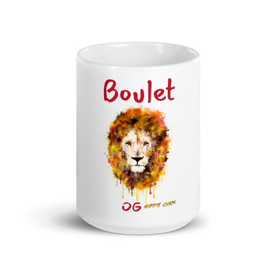 White Glossy Mug - Boulet (Maroon)